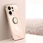 For vivo S30 5G XINLI Straight Edge 6D Electroplate TPU Phone Case with Ring Holder(Pink) - 1