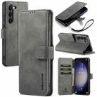 For Samsung Galaxy S23 5G DG.MING Retro Oil Edge Flip Leather Phone Case(Grey) - 1