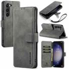 For Samsung Galaxy S23+ 5G DG.MING Retro Oil Edge Flip Leather Phone Case(Grey) - 1