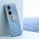 For Honor Play 50 Plus 5G XINLI Straight Edge 6D Electroplate TPU Phone Case with Ring Holder(Celestial Blue) - 1