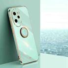 For Honor 100 Pro XINLI Straight Edge 6D Electroplate TPU Phone Case with Ring Holder(Mint Green) - 1