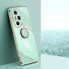 For Honor 300 Pro XINLI Straight Edge 6D Electroplate TPU Phone Case with Ring Holder(Mint Green) - 1