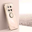 For Honor X60 Pro XINLI Straight Edge 6D Electroplate TPU Phone Case with Ring Holder(Pink) - 1