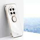 For Honor Magic7 Pro XINLI Straight Edge 6D Electroplate TPU Phone Case with Ring Holder(White) - 1