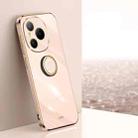 For Honor Power XINLI Straight Edge 6D Electroplate TPU Phone Case with Ring Holder(Pink) - 1