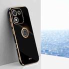 For Honor X70i XINLI Straight Edge 6D Electroplate TPU Phone Case with Ring Holder(Black) - 1