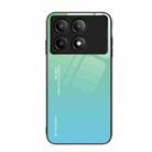 For Xiaomi Poco F6 Pro Gradient Color Glass Phone Case(Green Cyan) - 1