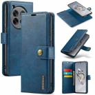 For OnePlus 12 DG.MING Crazy Horse Texture Detachable Magnetic Leather Case(Blue) - 1
