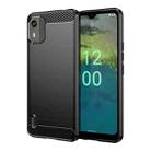 For Nokia C12 Brushed Texture Carbon Fiber TPU Phone Case(Black) - 1