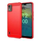 For Nokia C12 Brushed Texture Carbon Fiber TPU Phone Case(Red) - 1