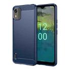 For Nokia C12 Brushed Texture Carbon Fiber TPU Phone Case(Blue) - 1