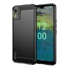 For Nokia C12 Pro Brushed Texture Carbon Fiber TPU Phone Case(Black) - 1