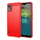 For Nokia C12 Pro Brushed Texture Carbon Fiber TPU Phone Case(Red) - 1