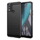 For Nokia C22 Brushed Texture Carbon Fiber TPU Phone Case(Black) - 1