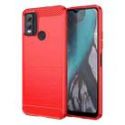 For Nokia C22 Brushed Texture Carbon Fiber TPU Phone Case(Red) - 1