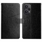 For Xiaomi Poco F5 HT01 Y-shaped Pattern Flip Leather Phone Case(Black) - 1