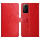 For Xiaomi Redmi Note 12S HT01 Y-shaped Pattern Flip Leather Phone Case(Red) - 1