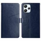 For Xiaomi Redmi 12 4G Global Y-shaped Pattern Flip Leather Phone Case(Blue) - 1