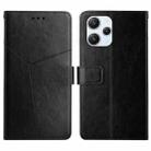 For Xiaomi Redmi 12 5G Y-shaped Pattern Flip Leather Phone Case(Black) - 1