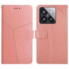 For Xiaomi 14 Y-shaped Pattern Flip Leather Phone Case(Pink) - 1