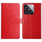 For Xiaomi 14 Pro Y-shaped Pattern Flip Leather Phone Case(Red) - 1