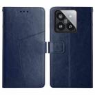 For Xiaomi 14 Pro Y-shaped Pattern Flip Leather Phone Case(Blue) - 1