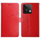 For Xiaomi Redmi Note 13 4G Y-shaped Pattern Flip Leather Phone Case(Red) - 1