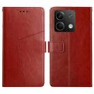 For Xiaomi Redmi Note 13 4G Y-shaped Pattern Flip Leather Phone Case(Brown) - 1