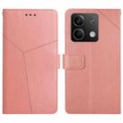 For Xiaomi Redmi Note 13 4G Y-shaped Pattern Flip Leather Phone Case(Pink) - 1