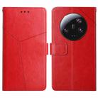 For Xiaomi 14 Ultra Y-shaped Pattern Flip Leather Phone Case(Red) - 1