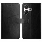 For Xiaomi Redmi 13 4G Global / 5G Global Y-shaped Pattern Flip Leather Phone Case(Black) - 1