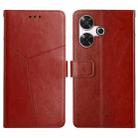 For Xiaomi Redmi 13 4G Global / 5G Global Y-shaped Pattern Flip Leather Phone Case(Brown) - 1