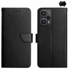 For Xiaomi Poco F5 Genuine Leather Fingerprint-proof Flip Phone Case(Black) - 1