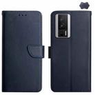 For Xiaomi Poco F5 Pro Genuine Leather Fingerprint-proof Flip Phone Case(Blue) - 1