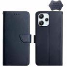 For Xiaomi Redmi 12 4G Global Genuine Leather Fingerprint-proof Flip Phone Case(Blue) - 1