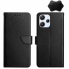 For Xiaomi Redmi 12 4G Global Genuine Leather Fingerprint-proof Flip Phone Case(Black) - 1
