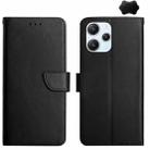 For Xiaomi Redmi 12 5G Genuine Leather Fingerprint-proof Flip Phone Case(Black) - 1