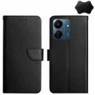 For Xiaomi Redmi 13C 4G Genuine Leather Fingerprint-proof Flip Phone Case(Black) - 1