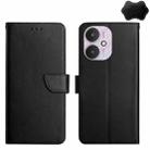 For Xiaomi Redmi 13C 5G Genuine Leather Fingerprint-proof Flip Phone Case(Black) - 1