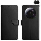 For Xiaomi 14 Ultra Genuine Leather Fingerprint-proof Flip Phone Case(Black) - 1