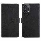 For Xiaomi Poco F5 Skin Feel Butterfly Embossed Flip Leather Phone Case(Black) - 1