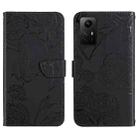 For Xiaomi Redmi Note 12S Skin Feel Butterfly Embossed Flip Leather Phone Case(Black) - 1