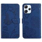 For Xiaomi Redmi 12 4G Global Skin Feel Butterfly Embossed Flip Leather Phone Case(Blue) - 1