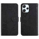 For Xiaomi Redmi 12 5G Skin Feel Butterfly Embossed Flip Leather Phone Case(Black) - 1