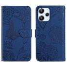 For Xiaomi Redmi 12 5G Skin Feel Butterfly Embossed Flip Leather Phone Case(Blue) - 1