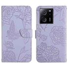 For Xiaomi 13T / 13T Pro Skin Feel Butterfly Embossed Flip Leather Phone Case(Purple) - 1