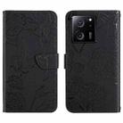 For Xiaomi 13T / 13T Pro Skin Feel Butterfly Embossed Flip Leather Phone Case(Black) - 1