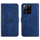 For Xiaomi 13T / 13T Pro Skin Feel Butterfly Embossed Flip Leather Phone Case(Blue) - 1