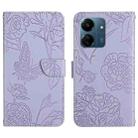 For Xiaomi Redmi 13C 4G Skin Feel Butterfly Embossed Flip Leather Phone Case(Purple) - 1