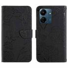 For Xiaomi Redmi 13C 4G Skin Feel Butterfly Embossed Flip Leather Phone Case(Black) - 1